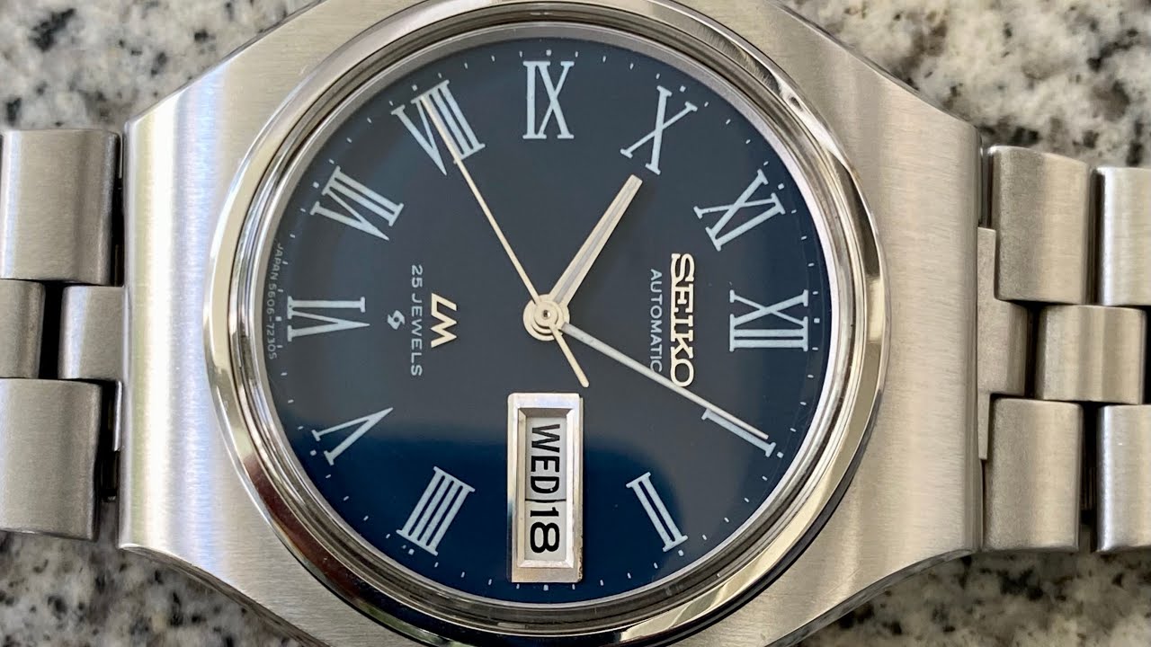 Vintage May 1975 Seiko Auto LM LordMatic 5606-7120 Blue Minty