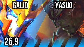 GALIO vs YASUO (MID) | Conqueror, 50K damage, Good KDA: 17/1/6 | EUW Grandmaster | 26.9