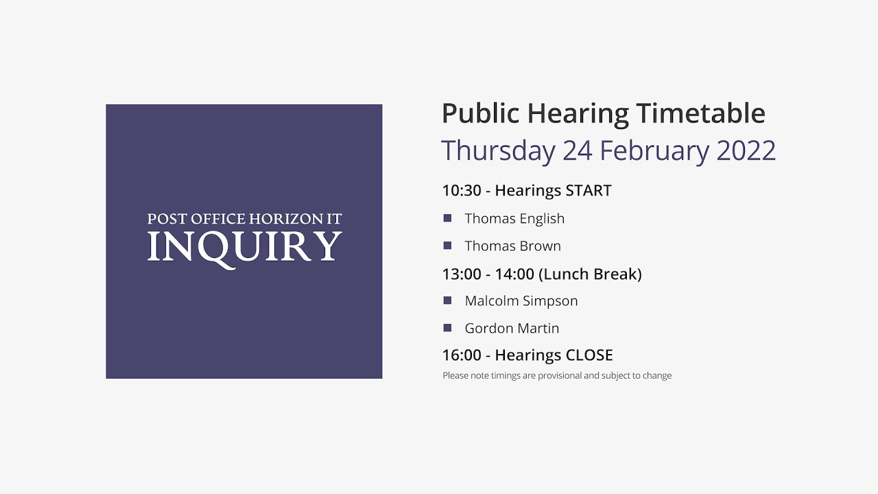 Post Office Horizon IT Inquiry  Human Impact - Day 9 AM Live Stream (24 February 2022) Redacted