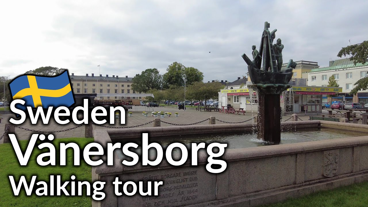 Sweden, walking tour of Vänersborg [4K 60fps]