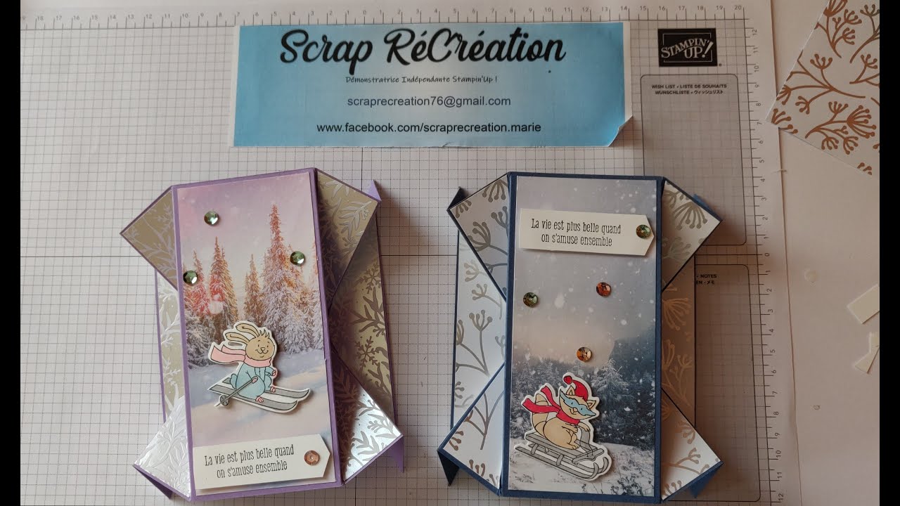 DOUBLE FAN FOLD CARD ou CARTE DOUBLE PLIAGE EN EVENTAIL