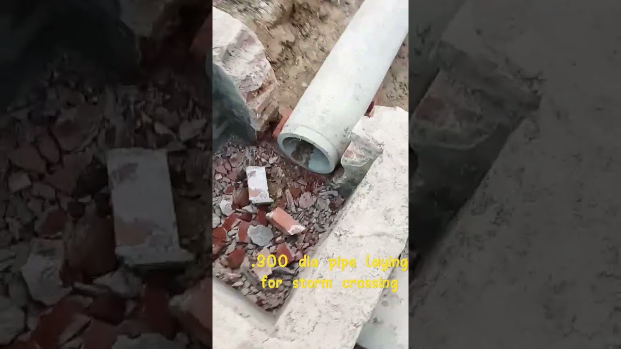 .300 dia storm pipe laying for road crossing civil work site work 