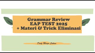 EAP Grammar Material and Questions + Complete Discussion! (Elimination Trick)