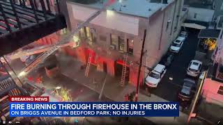 Fire burns through Bronx firehouse