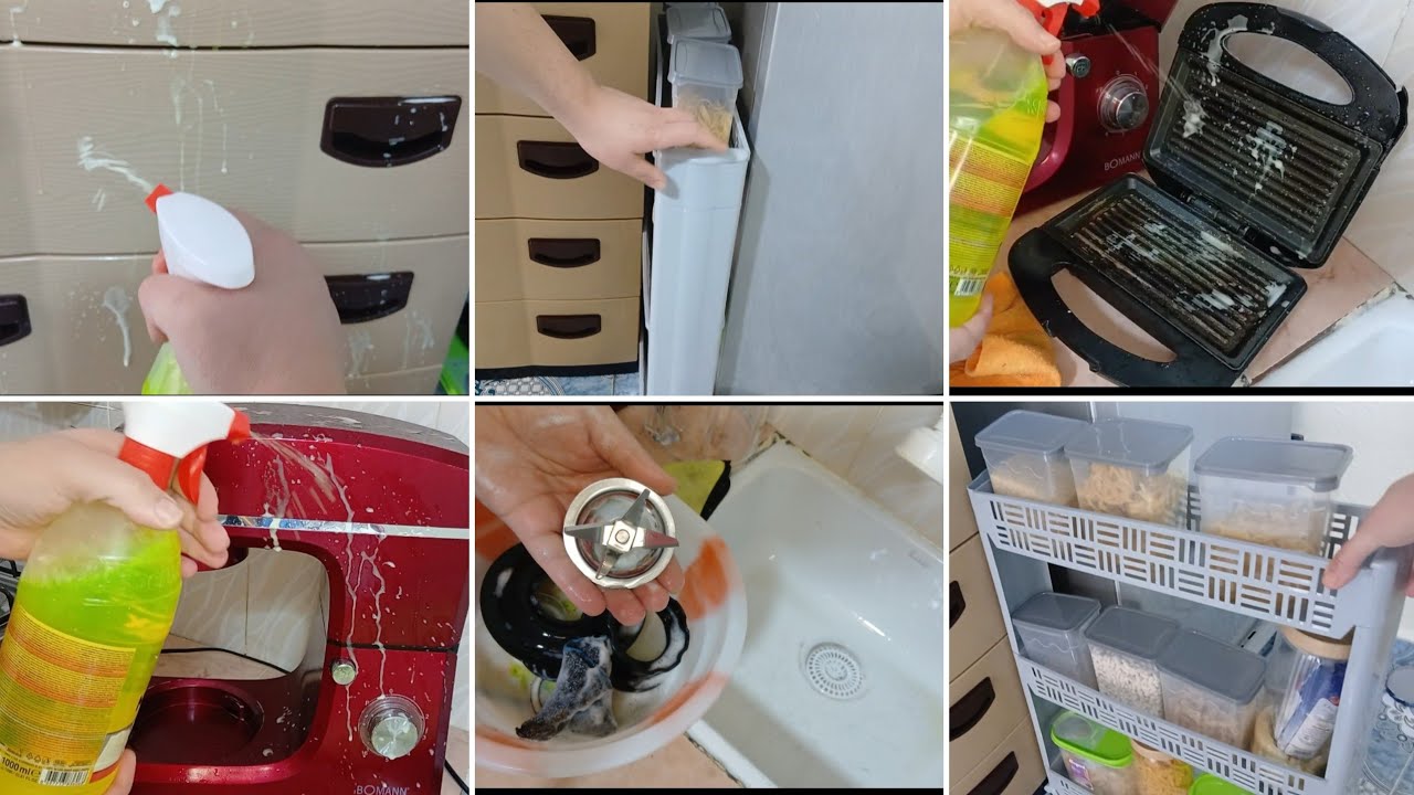 تنظيف العميق للمطبخ بسرعة 💪طريقة ترتيب و تنظيم المطبخ بدون بلاكارات✅️