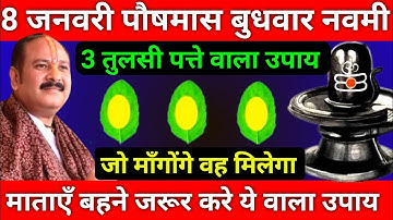 8 जनवरी पौषमास बुधवार नवमी तिथि को 3 तुलसी पत्ते वाला उपाय जरूर करे || Pradeep Ji Mishra