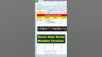 Auto Serial Number in excel #krishnaittips #excelbangla