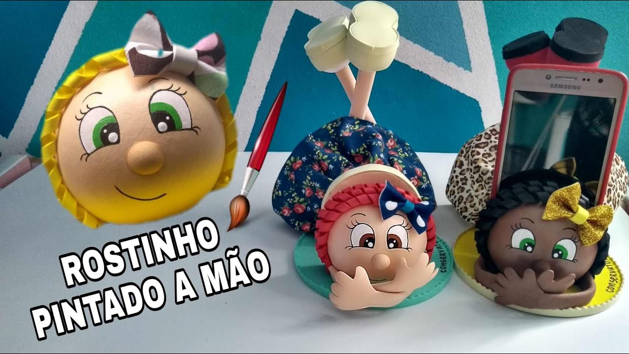 Como pintar rostinho de boneca em Eva 3D com tinta PVA
