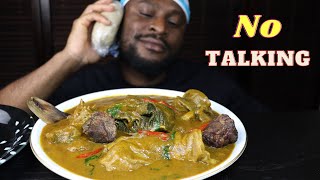 Mukbang Asmr CocoYam Palmnut Soup,Beef Intestines & OatMeal Fufu.No talking,No feelings,No Oshio!