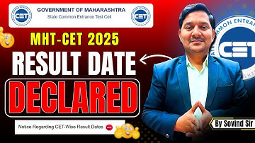 MHT-CET 2025 RESULT DATE DECLARED / OUT BY CET CELL | By Sovind Sir