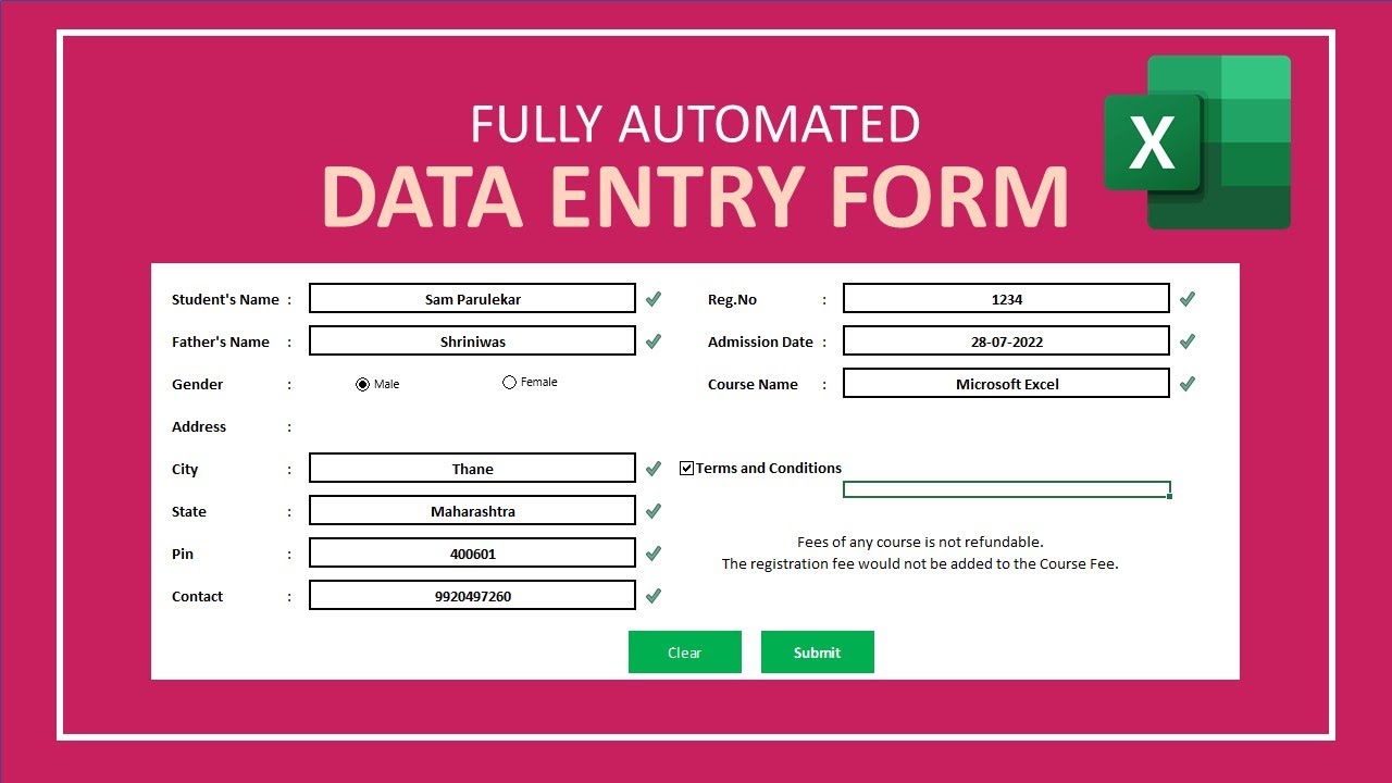 Data Entry Form using Macros - YouTube
