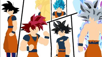 Goku power levels in all cannon techniques forms and tranformations(stick nodes dbz dbs) animation