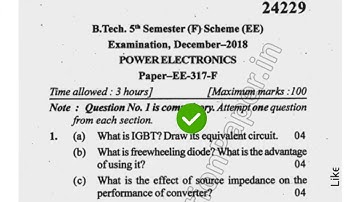 Mdu BTech EE 5th Sem Power Electronics Question Paper 2018 #MduQuestionPaper