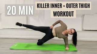 20 MIN KILLER INNER + OUTER THIGH WORKOUT - Tone & Tighten / On the Floor | No Squats, No Equipment