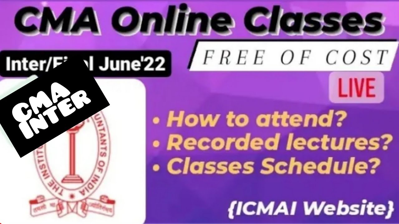 Free online coaching classes for cma Intermediate june 2022 ICMAI Classes  #cma_students - YouTube