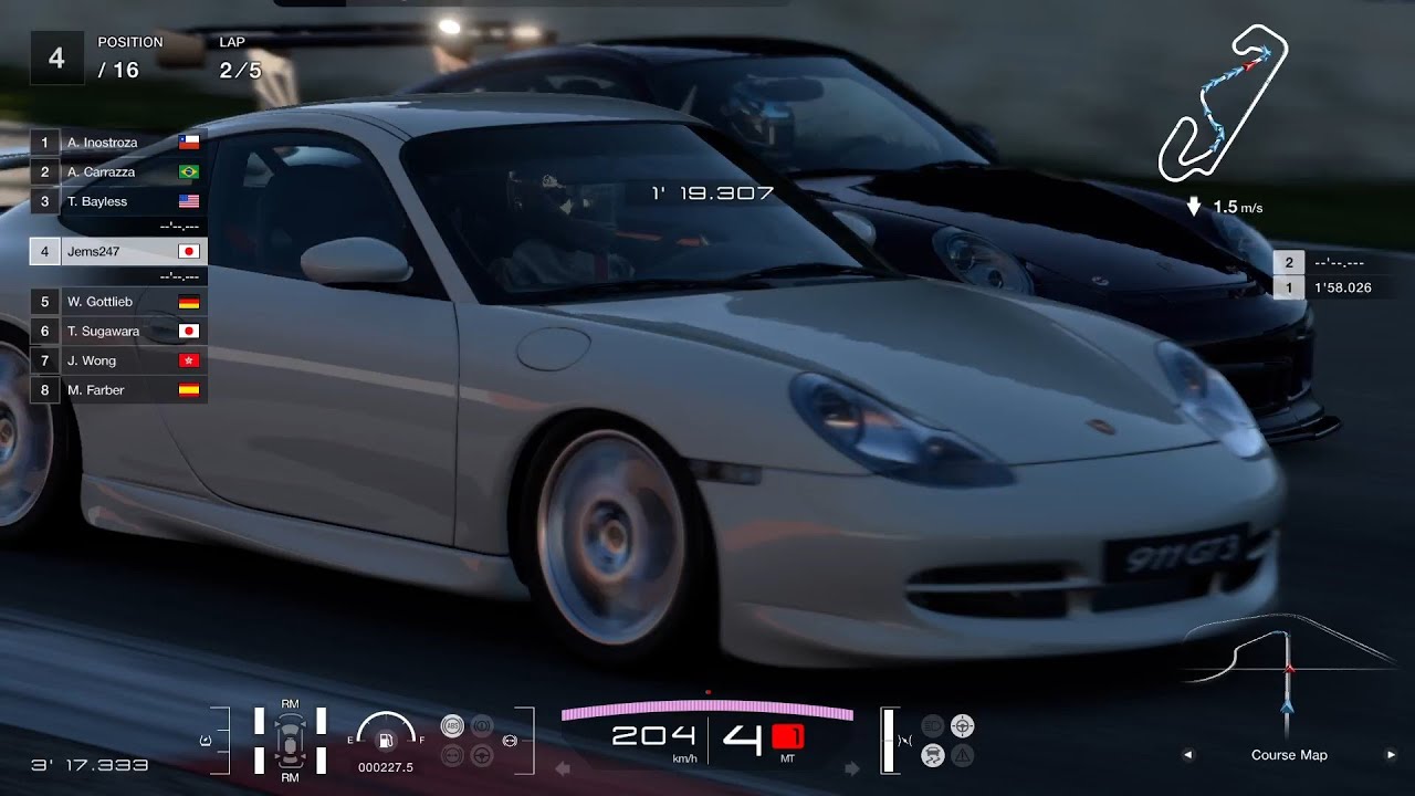 【GT7】Weekly Challenges：ポルシェカップ：カタロニア・サーキット・GPレイアウト（シケインなし）：911 GT3996'01：フロント視点