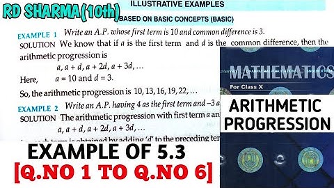 RD SHARMA CLASS 10 ARITHMETIC PROGRESSION EXAMPLE OF EX- 5.3[Q.NO 1 TO 6] MATH FEAR | CHAPTER 5