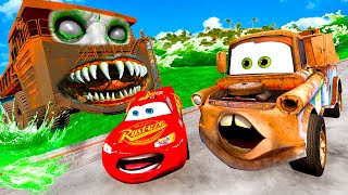 Lightning McQueen and MATER vs ZOMBIE CHICK HICKS Pixar cars Zombie apocalypse in  BeamNG.drive
