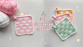 Crochet Checkered Coaster Tutorial | Easy & Cute DIY | Beginner Friendly 🧵 Net Worth