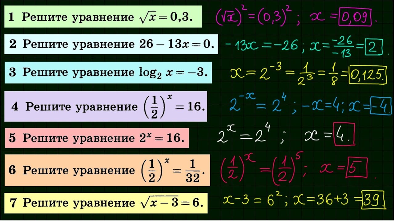 Задание 5 ЕГЭ по математике (20 уравнений)