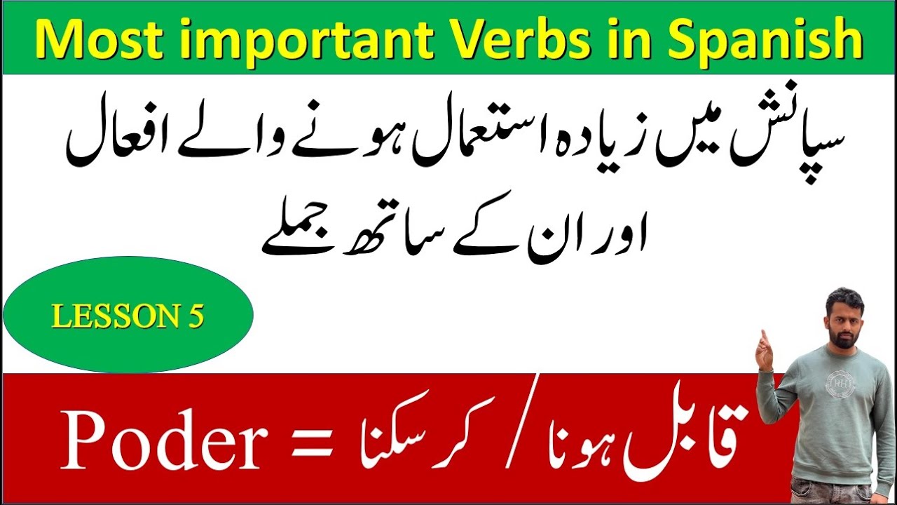 MOST IMPORTANT VERBS IN SPANISH LESSON 5 PODER WITH URDU