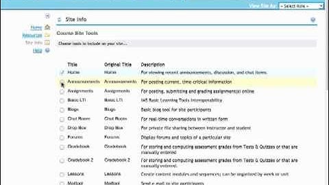 New Courseworks: Managing Site Tools
