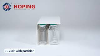 Fully Servo Drive one-click quick changeover Carton Packing Machine for 10 vials with partition