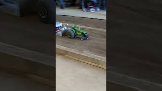 RC tractor pulling with a John Deere tractor called Tinker Toy
