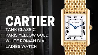 Cartier Tank Classic Paris Yellow Gold White Roman Dial Ladies Watch