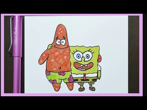 Drawing of SPONGEBOB and PATRICK STAR using markers - How to Draw ...