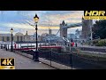 London Sunset walk in 4K HDR| Unseen London Walk | Along Thames and Tower Bridge