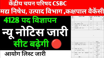 बिहार मद्य निषेध, उत्पाद विभाग, कक्षपाल न्यू नोटिस 🔴 4128 पद सीट बढ़ेगी 🔴#csbc#newvacancy#vacancy 