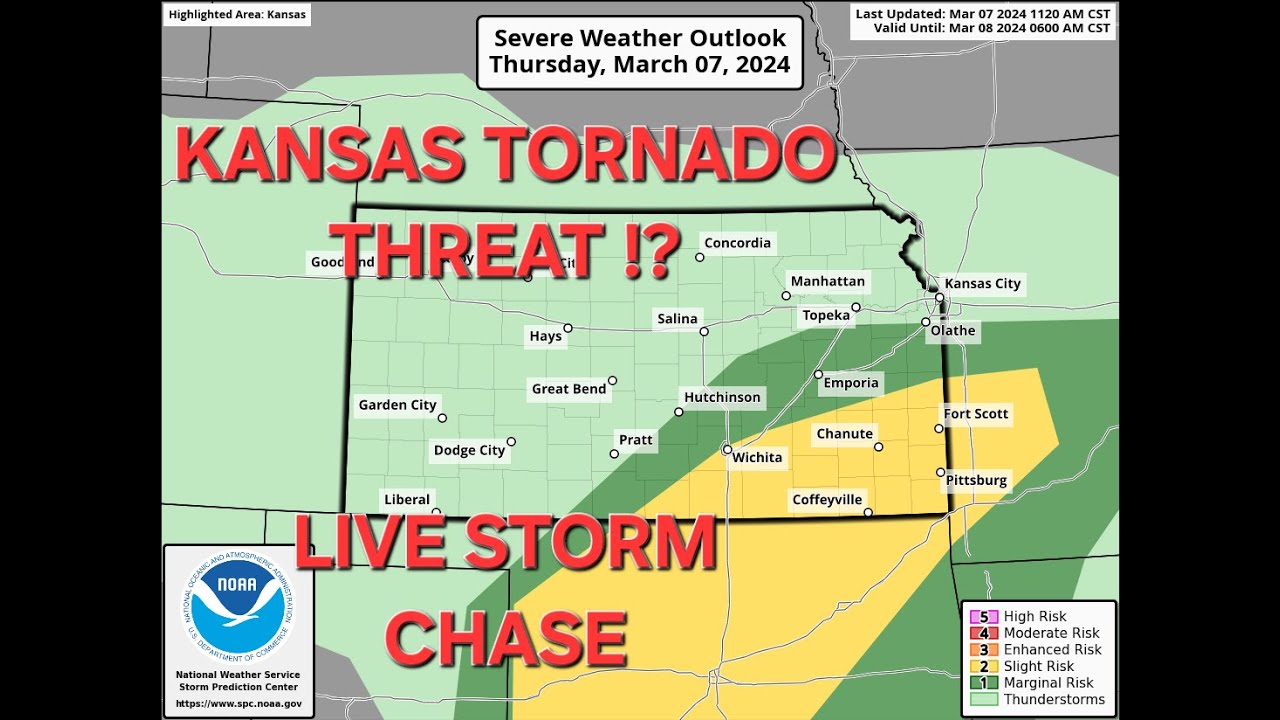 🔴LIVE - Tornado and Large Hail Threat!? - Kansas - Live Storm Chaser ...