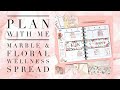 PLAN WITH ME | MARBLE & FLORAL WELLNESS SPREAD | THE HAPPY PLANNER