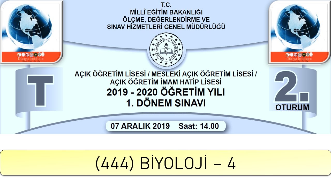 2020 / 1. DÖNEM / AÇIK ÖĞRETİM LİSESİ / (444) BİYOLOJİ – 4