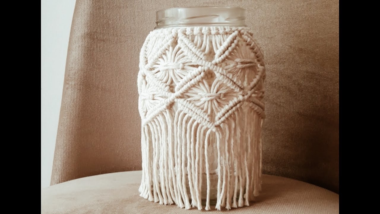 KAVANOZDAN MAKROME MUMLUK YAPIMI / how to make macrame vase