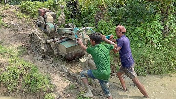 How to remove stucked power tiller in deep mud By Vision moja
