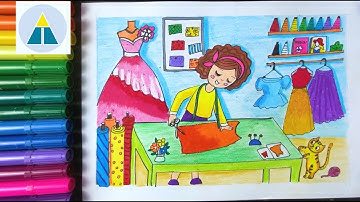 Vẽ tranh ƯỚC MƠ CỦA EM - Thiết kế thời trang | Vẽ siêu dễ cùng Hi Art Cute | Draw a Fashion Designer