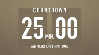 25 Minute Countdown Timer ⏳ Flip Clock with Simple Gong 🦂🔔