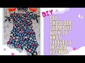 DIY OFF SHOULDER JUMPSUIT WITH TIE KNOT SLEEVES AND INSEAM POCKETS