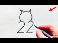 How to Draw Owl From 22 Number | Easy Owl Drawing | Number Drawing