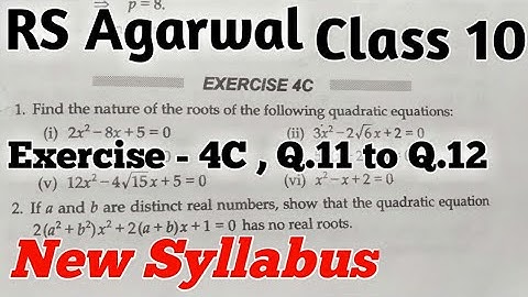 Ex 4C Q11 to Q12 Quadratic Equations | Chapter 4 | RS Aggarwal Class 10 CBSE | Dynamic Math #class10