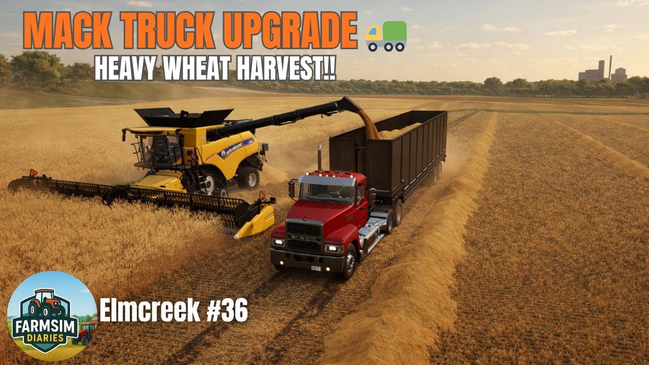 Mack Truck 505HP Arrives! Wheat Harvest Begins | FS22 : Elmcreek Start From Scratch Part - 36