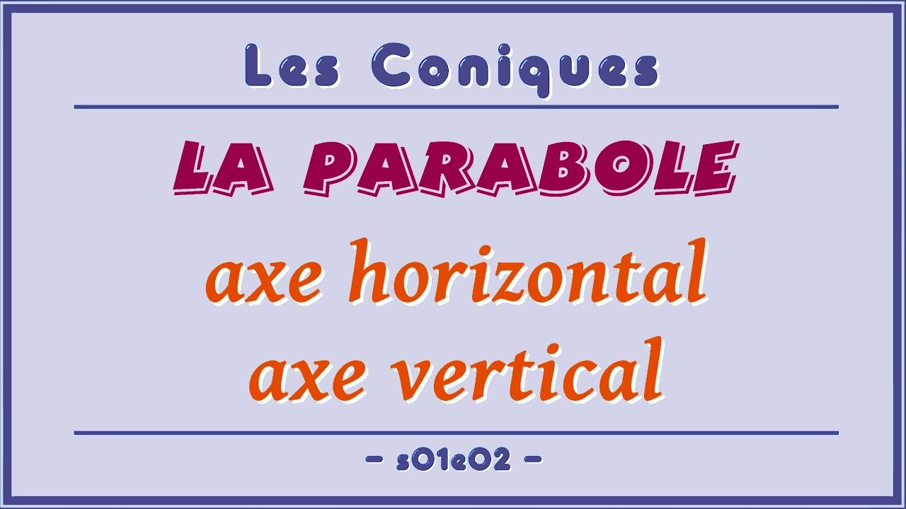 Les Coniques s01e02 La parabole Axe vertical, axe horizontal YouTube