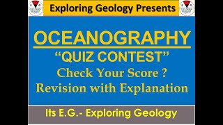 Oceanography Quiz Contest -1| Revision with Explanation| useful for CSIR/UGC NET/Entrance Exams