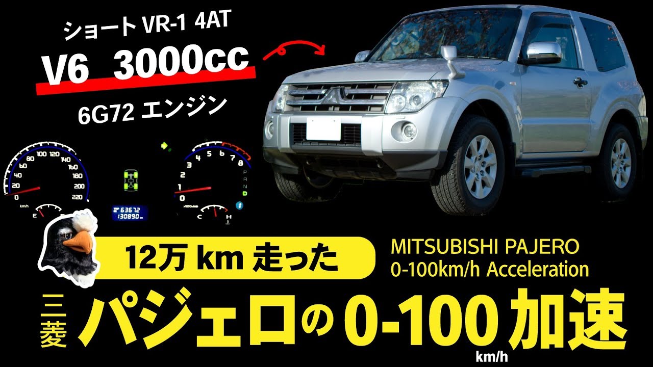 三菱 パジェロショート 0 100km H加速 まさかのタイム Vr 1 6g72 4at Mitsubishi Pajero Engine Sound Montero Shogun Youtube