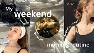 MY WEEKEND MORNING ROUTINE| rutyna, skincare, self care, workout, foodbook, journaling etc.⋆౨ৎ˚⟡˖ ࣪