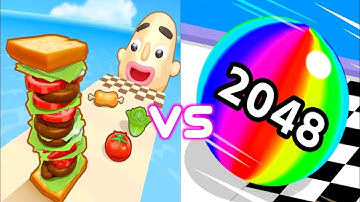 Sandwich Runner VS Ball Run 2048 Gameplay Walkthrough Android, IOS