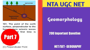 Geomorphology 200 Important Questions UGC NET GEOGRAPHY |PART 7 (151-175)|Geomorphology MCQS UGC NET