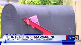 Henrico Police warns residents to be on the lookout for home contractor scam
